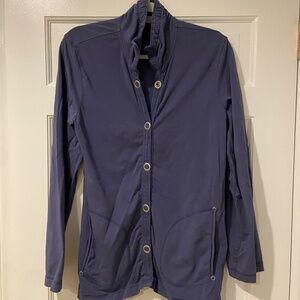 Chico’s Size 0 (Women’s Small) Blue Snap-Front Jacket Shirt with Pockets